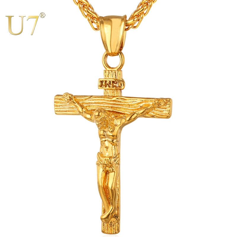 INRI Crucifix Jesus Piece Cross Necklace