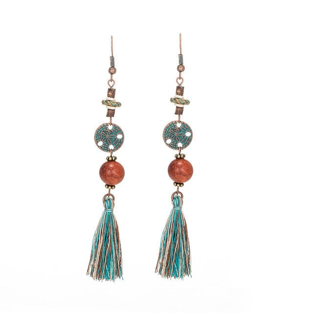 Antique Vintage Bohemian Ethnic Tassel Earrings