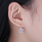 Cubic Zirconia CZ Daisy Flower 925 Sterling Silver Dangle Earrings