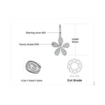 Cubic Zirconia CZ Daisy Flower 925 Sterling Silver Dangle Earrings