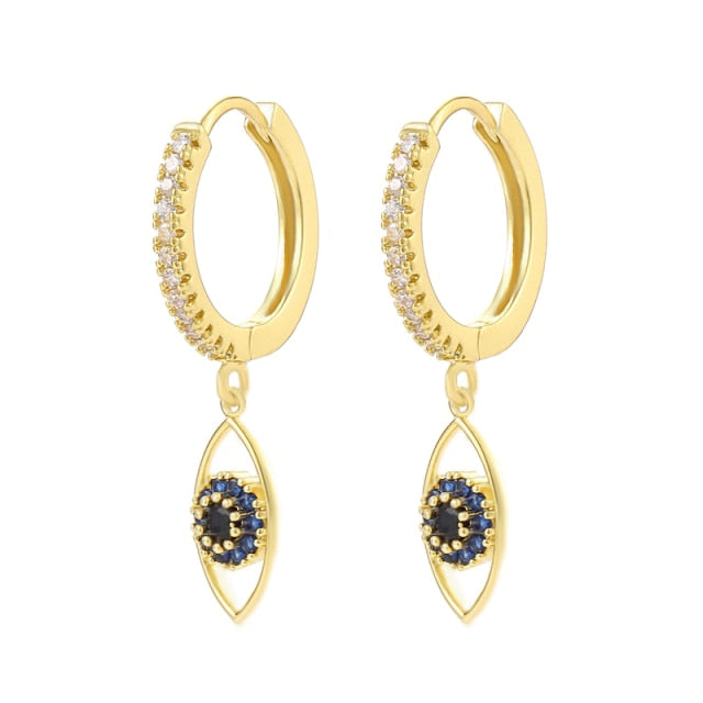 Fashion Gold Color Evil Eye Hoop Earrings