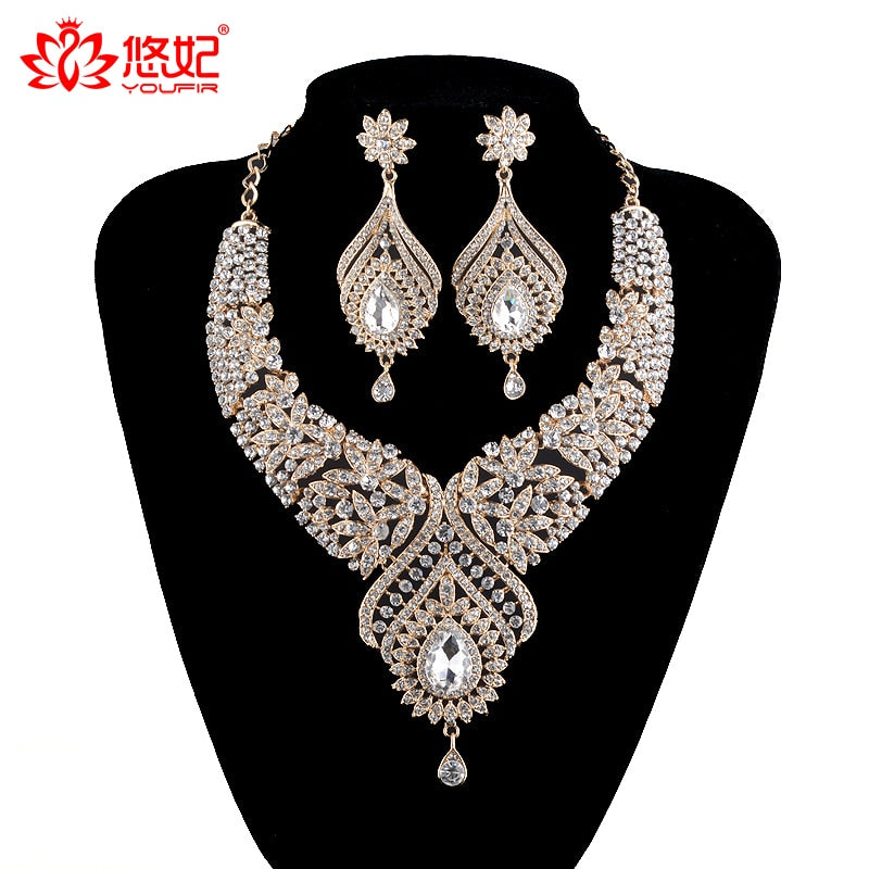 Water Drop Golden Plated Jewelry Set