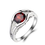Natural Garnet Solitaire 925 Sterling Silver Ring