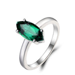 Green Emerald Solitaire 925 Sterling Silver Ring